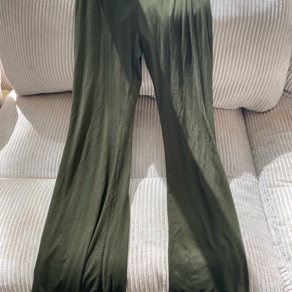 Olive Green Wide-Leg Pants